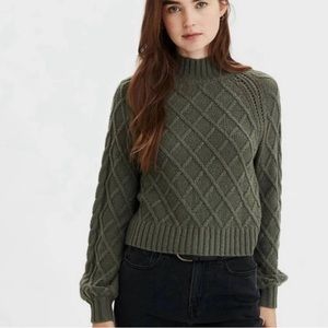 American Eagle mock neck cable knit sweater